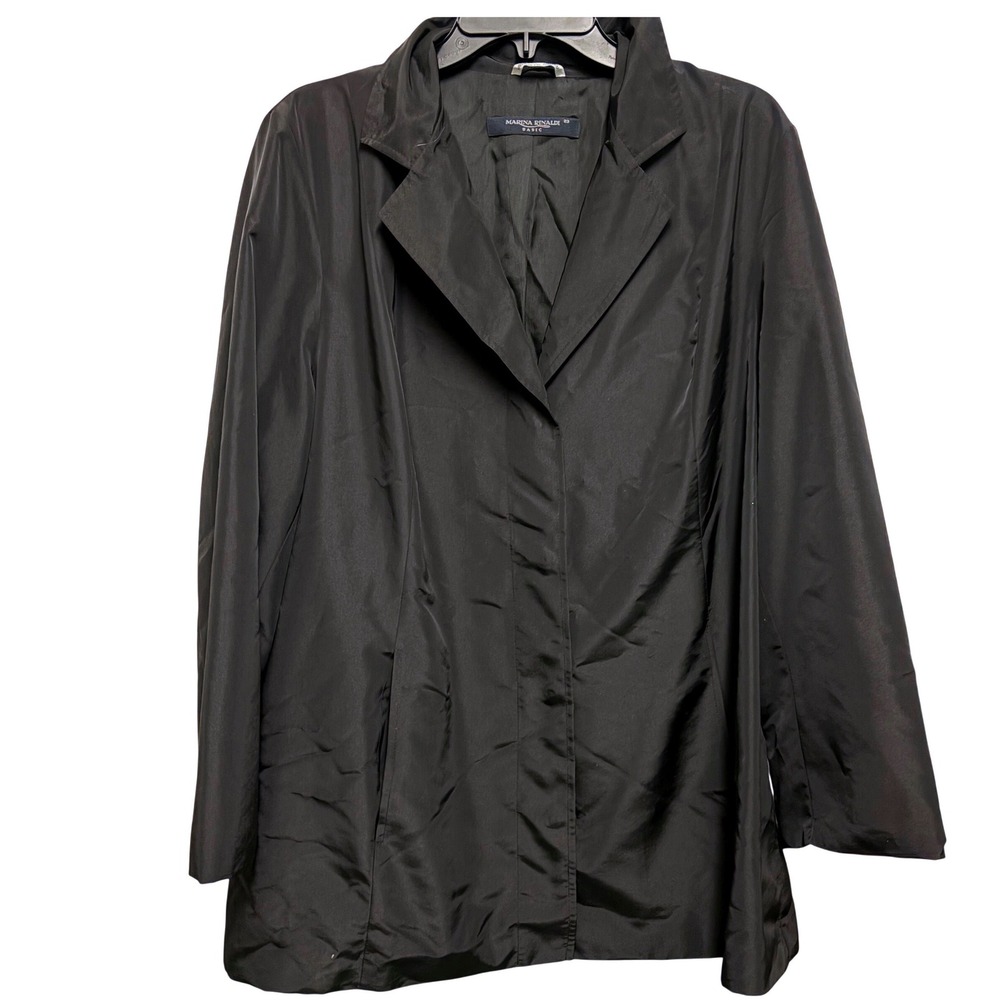 Marina Rinaldi Trench Coat Black‎ Soprabito Made in Italy Nylon Blend 23